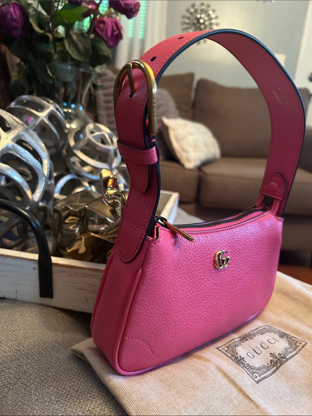 Gucci Aphrodite mini pink leather bag - Picture 4 of 16